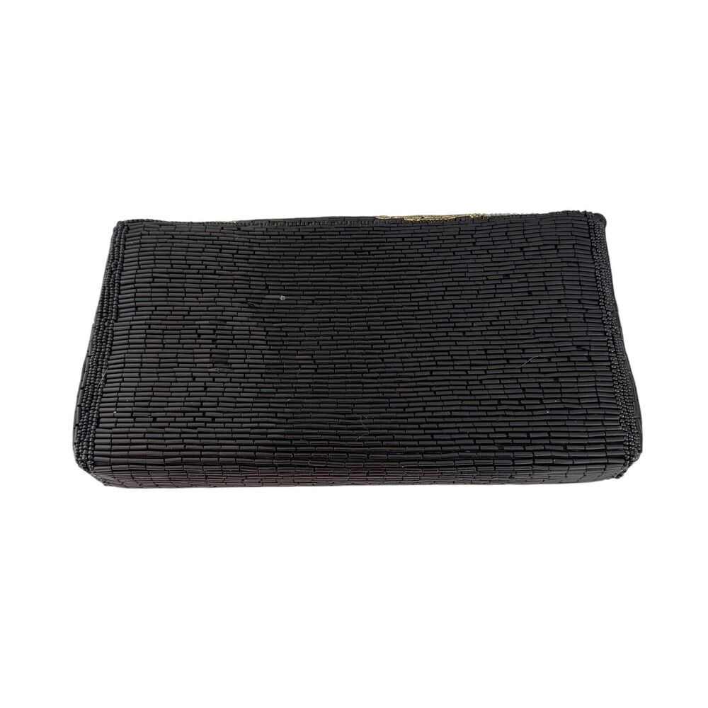 Vintage LENNOX Bags Clutch with Black‎ Gold Sequins 8.5 x 5 - Picture 3 of 7